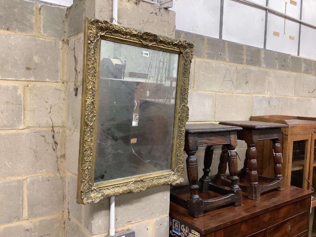 A rectangular giltwood and gesso wall mirror, width 59cm, height 74cm